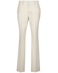 Fendi - Broeken ,Wit ,Wol Witte Wollen Straight-Leg Broek - Lyst