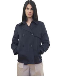 Marella - Jassen ,Blauw ,Katoen Korte Trenchcoat - Lyst