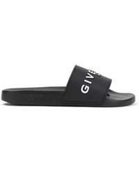 Givenchy - Schwarze Flache Slide-Sandalen Mit Logo - Lyst