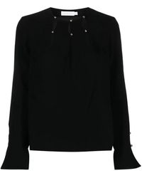 Jonathan Simkhai - Overhemden ,Zwart ,Polyester Zwarte Crepe Cocktail Blouse - Lyst
