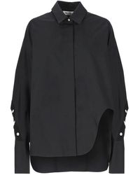 The Attico - Camicia nera in cotone con colletto e dettagli a bottoni - Lyst