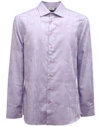 Etro - Overhemden ,Paars ,Katoen Katoenen Overhemd Made - Lyst