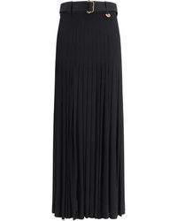 Burberry - Plissierter Midi-Rock Mit Gürtel - Lyst