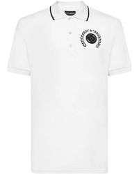Philipp Plein - Fitness ,Wit ,Katoen Polo Shirt Slim Fit Ss Carbon Tiger - Lyst