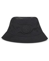 Stone Island - Zwarte Logo Geborduurde Rand Hoed - Lyst