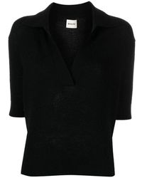 KHAITE - Truien & Vesten ,Zwart ,Zwarte Cashmere V-Hals Trui - Lyst