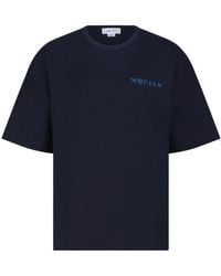McQueen - Tops ,Blauw ,Katoen Logo Oversized T-Shirt - Lyst