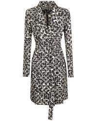 Lanvin - Flower Print Ls Wrap Midi Jurk - Lyst