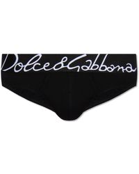 Dolce & Gabbana - Ondergoed ,Zwart ,Katoen Slips Met Logo - Lyst