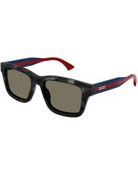 Gucci - Accessoires ,Zwart ,Vierkante Zonnebril Met Webdetail - Lyst