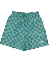 Nike - Fitness ,Groen ,Nylon Flow Checkers Shorts Malachiet/Wit - Lyst