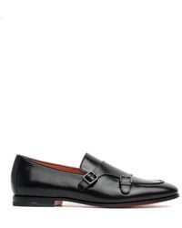 Santoni - Schwarze leder doppel schnalle schuhe - Lyst