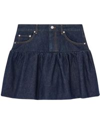 Ganni - Rokken ,Blauw ,Denim Denim Bubble Skirt - Lyst