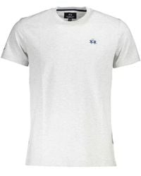 La Martina - Tops ,Wit ,Katoen Grijs Katoenen T-Shirt Met Borduursel En Print - Lyst