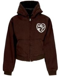 Obey - Denim Korte Bomberjack Bruin - Lyst