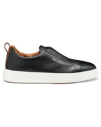 Santoni - Tumbled Leather Slip-On Sneaker - Lyst