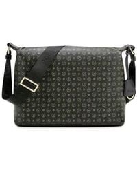 Pollini - Tassen ,Zwart ,Nylon Elegante Zwarte Schoudertas Met Heritage Print En Zwarte Inzetstukken - Lyst