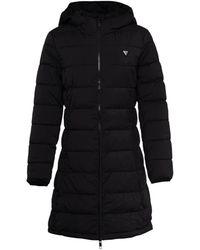 Guess - Jassen ,Zwart ,Polyester Lang Puffer Jas - Lyst