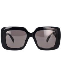 Celine - Rechteckige sonnenbrille in glänzendem schwarz mit dunkelgrauen gläsern - Lyst
