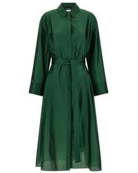 Max Mara - Kleedjes ,Groen ,Organza Smm Anna Midi Jurk - Lyst