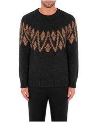 Dondup - Truien & Vesten ,Grijs ,Wol O-Neck Trui - Lyst