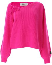 MSGM - Round-Neck Knitwear - Lyst