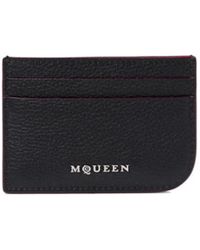McQueen - Accessoires ,Zwart ,Stijlvolle Zwarte Leren Kaarthouder - Lyst