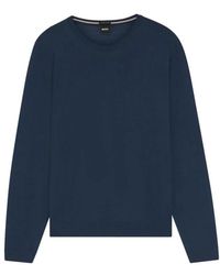 HUGO - Truien & Vesten ,Blauw ,Wol Leno-P Sweater - Lyst