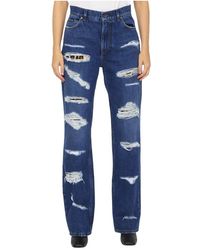 Dolce & Gabbana - Zerrissene leo print wide-leg jeans - Lyst