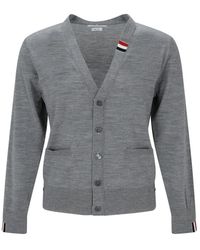 Thom Browne - Grijze Wollen Vest Trui - Lyst
