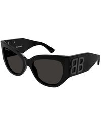 Balenciaga - Bb sonnenbrille in schwarz mit grauen gläsern - Lyst