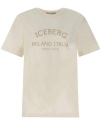 Iceberg - Weißes baumwoll-t-shirt mit logo-print - Lyst