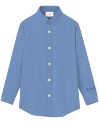 Mc2 Saint Barth - Camicia in lino blu con ricamo esclusivo - Lyst