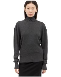 Burberry - Truien & Vesten ,Grijs ,Wol Wollen Trui Met Hoge Hals - Lyst