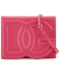 Dolce & Gabbana - Tassen ,Roze ,Suède Leren Crossbody Tas Met Dg Maxi Logo - Lyst
