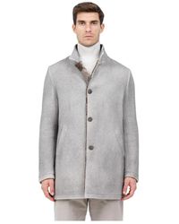 Gimo's - Jassen ,Grijs ,Wol Enkelrij Jas Van Wol-Mohair - Lyst