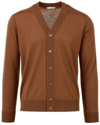 Paolo Pecora - Truien & Vesten ,Bruin ,Wol Bruine Wol V-Hals Cardigan Sweater - Lyst