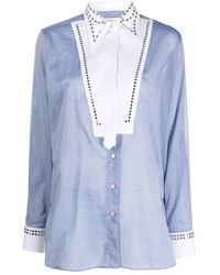 Wales Bonner - Blauwe Katoenen Chambray Studs Overhemd - Lyst