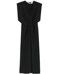 Alysi - Kleedjes ,Zwart ,Poplin Midi Jurk - Lyst