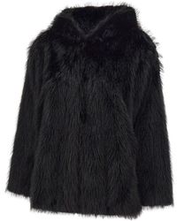Kaos - Jassen ,Zwart ,Lange Faux Fur Jas - Lyst