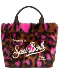 Mc2 Saint Barth - Handtasche aus kunstpelz mit besticktem logo - Lyst