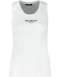 Balmain - Tops ,Wit ,Katoen Paris Tank Top - Lyst