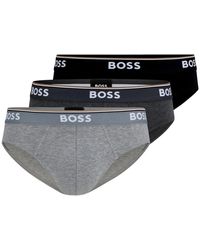HUGO - Ondergoed ,Veelkleurig ,Katoen Katoenen Elastische Taille Logo Briefs Multipack - Lyst