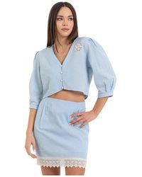 Kocca - Overhemden ,Blauw ,Katoen Camicia Corta - Lyst