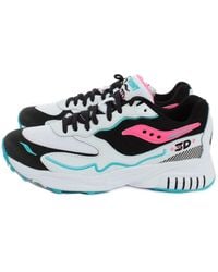 Saucony - 3d grid hurricane sneakers weiß/schwarz/rosa - Lyst
