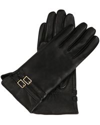 Kazar - Accessoires ,Zwart ,Leer Elegante Zwarte Handschoenen Met Twee Strepen - Lyst