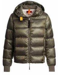 Parajumpers - Jassen ,Groen ,Leer Korte Olijfgrijze Mariah Hoodie Jas - Lyst