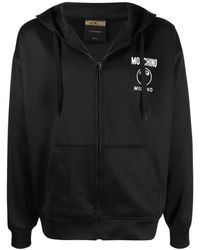 Moschino - Logo Print Zip-Up Hooded Sweatshirt - Lyst