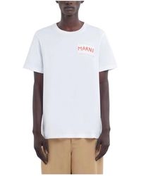 Marni - Weiße baumwoll logo print t-shirt - Lyst