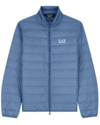 EA7 - Jassen ,Blauw ,Packable Down Jacket With Front Zip - Lyst